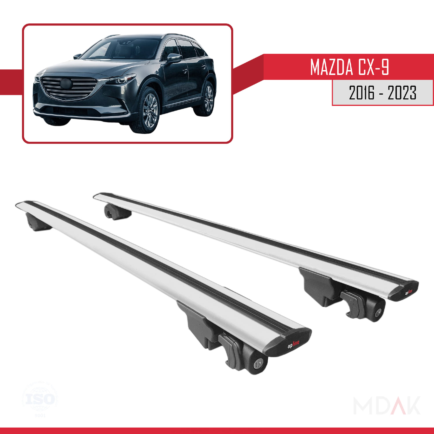 Mazda CX-9 2016-2023 Arası ile Uyumlu HOOK Model Ara Atkı Tavan Barı Gri 2 Adet - Görsel 4