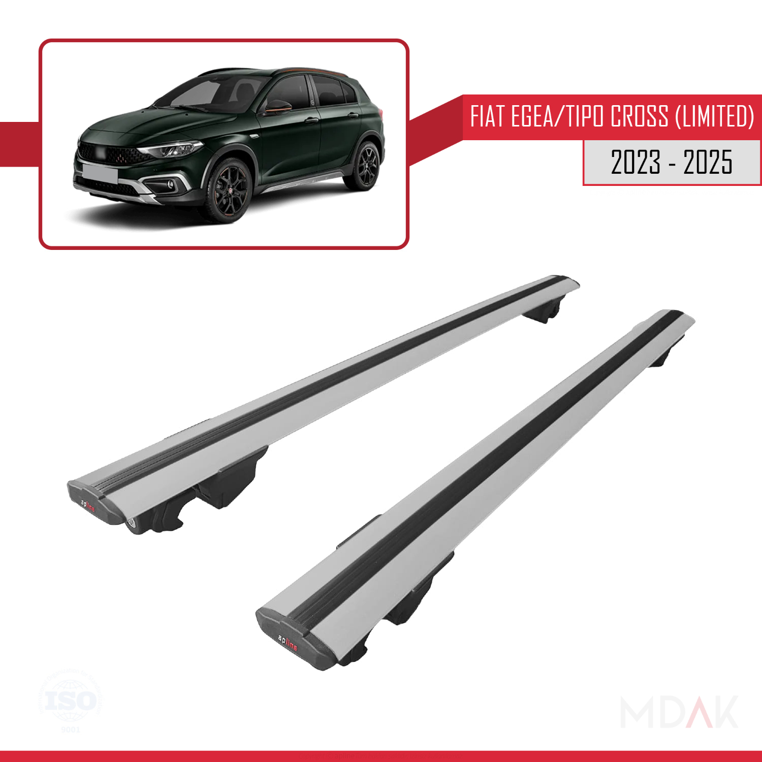 Fiat Egea / Tipo Cross (LIMITED) 2023-2025 Arası ile Uyumlu HOOK Model Ara Atkı Tavan Barı Gri 2 Adet - Görsel 4