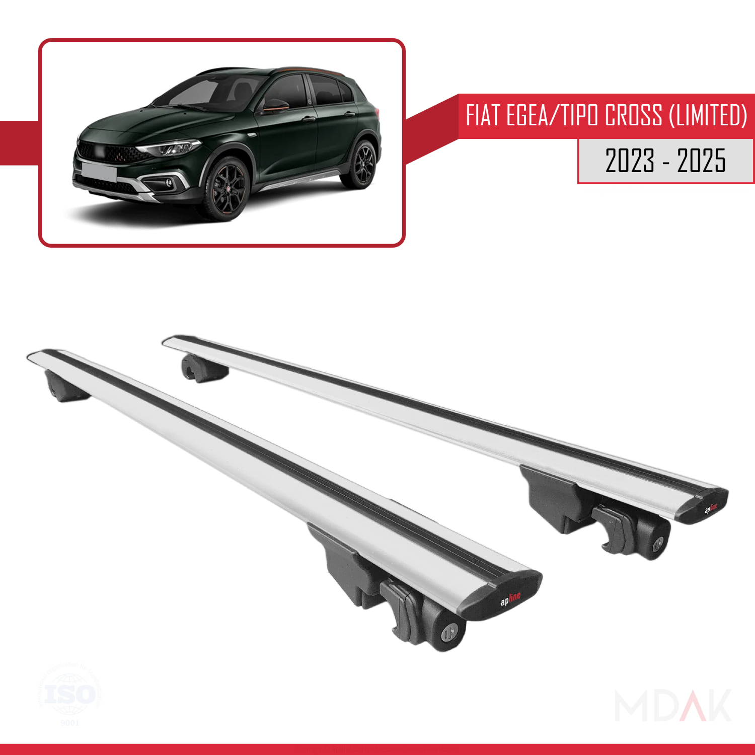 Fiat Egea / Tipo Cross (LIMITED) 2023-2025 Arası ile Uyumlu HOOK Model Ara Atkı Tavan Barı Gri 2 Adet - Görsel 9