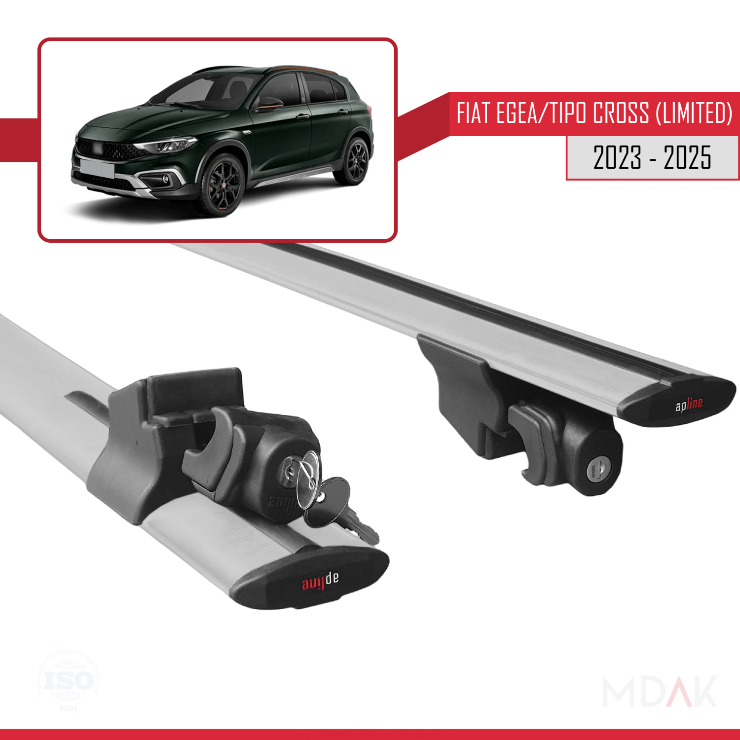 Fiat Egea / Tipo Cross (LIMITED) 2023-2025 Arası ile Uyumlu HOOK Model Ara Atkı Tavan Barı Gri 2 Adet - Görsel 5