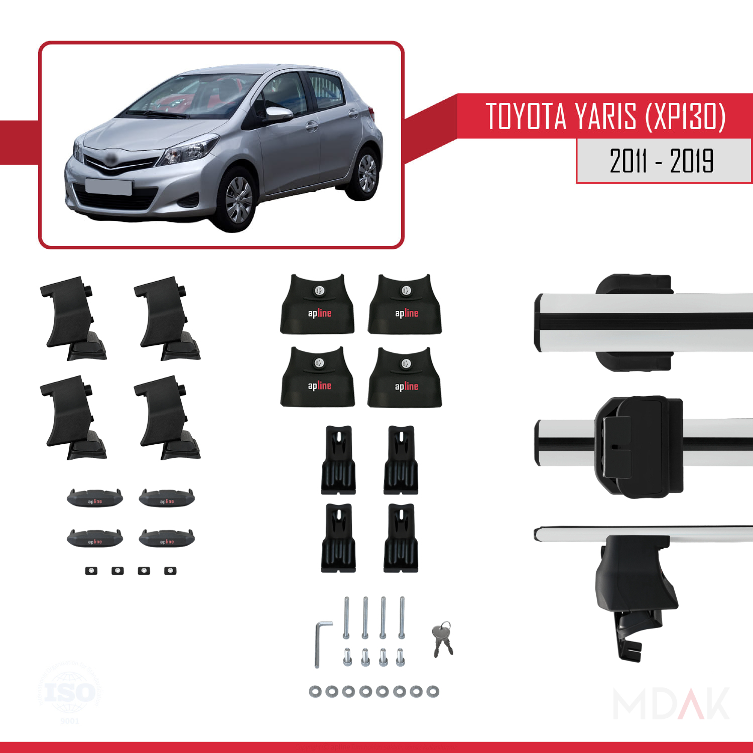Toyota Yaris 3 (XP130) 2011-2019 Arası ile Uyumlu ACE-4 Ara Atkı Tavan Barı Gri 2 Adet - Görsel 5
