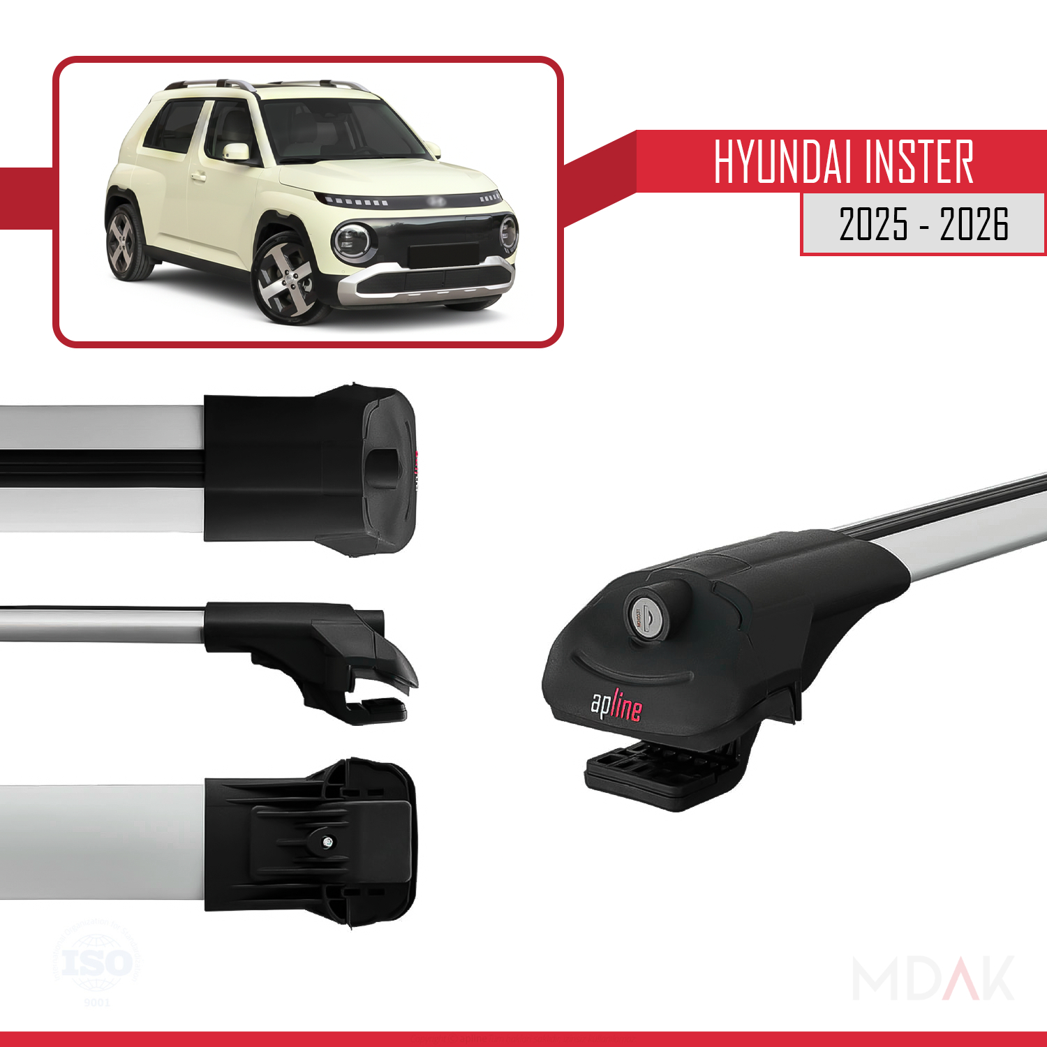 Hyundai Inster 2025 ve Sonrası ile Uyumlu ACE-1 Ara Atkı Tavan Barı Gri 2 Adet - Görsel 3