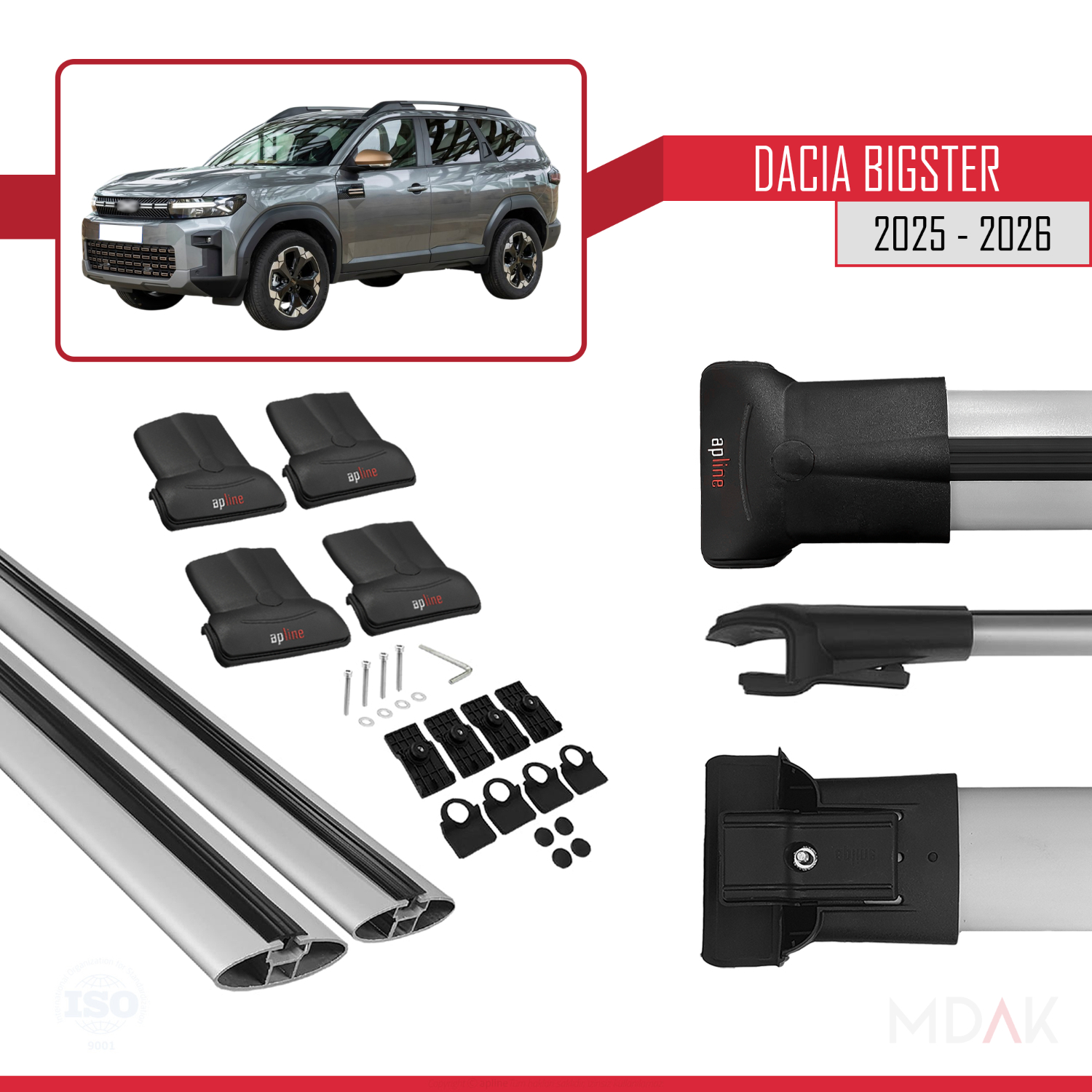 Dacia Bigster 2025 ve Sonrası ile Uyumlu FLY Model Ara Atkı Tavan Barı Gri 2 Adet - Görsel 5