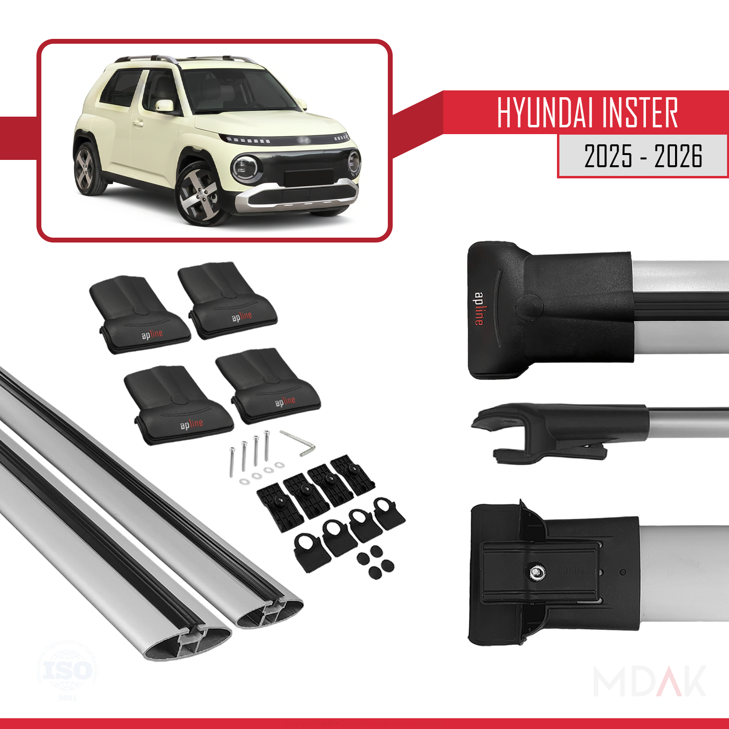Hyundai Inster 2025 ve Sonrası ile Uyumlu FLY Model Ara Atkı Tavan Barı Gri 2 Adet - Görsel 5