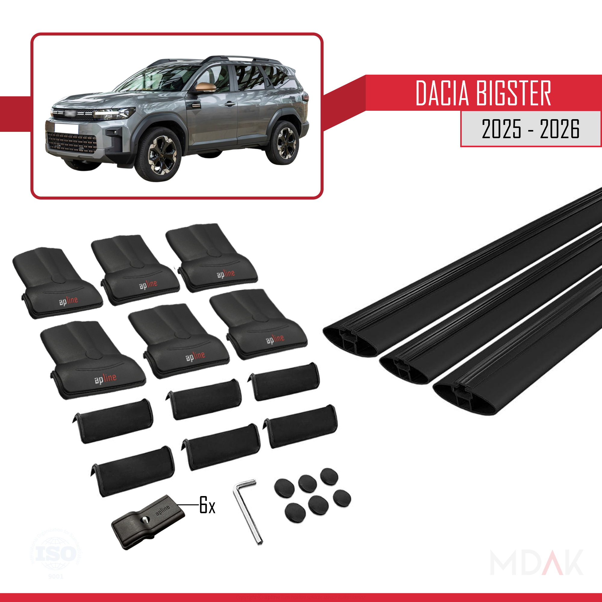 Dacia Bigster 2025 ve Sonrası ile Uyumlu FLY Model Ara Atkı Tavan Barı Siyah 3 Adet - Görsel 5