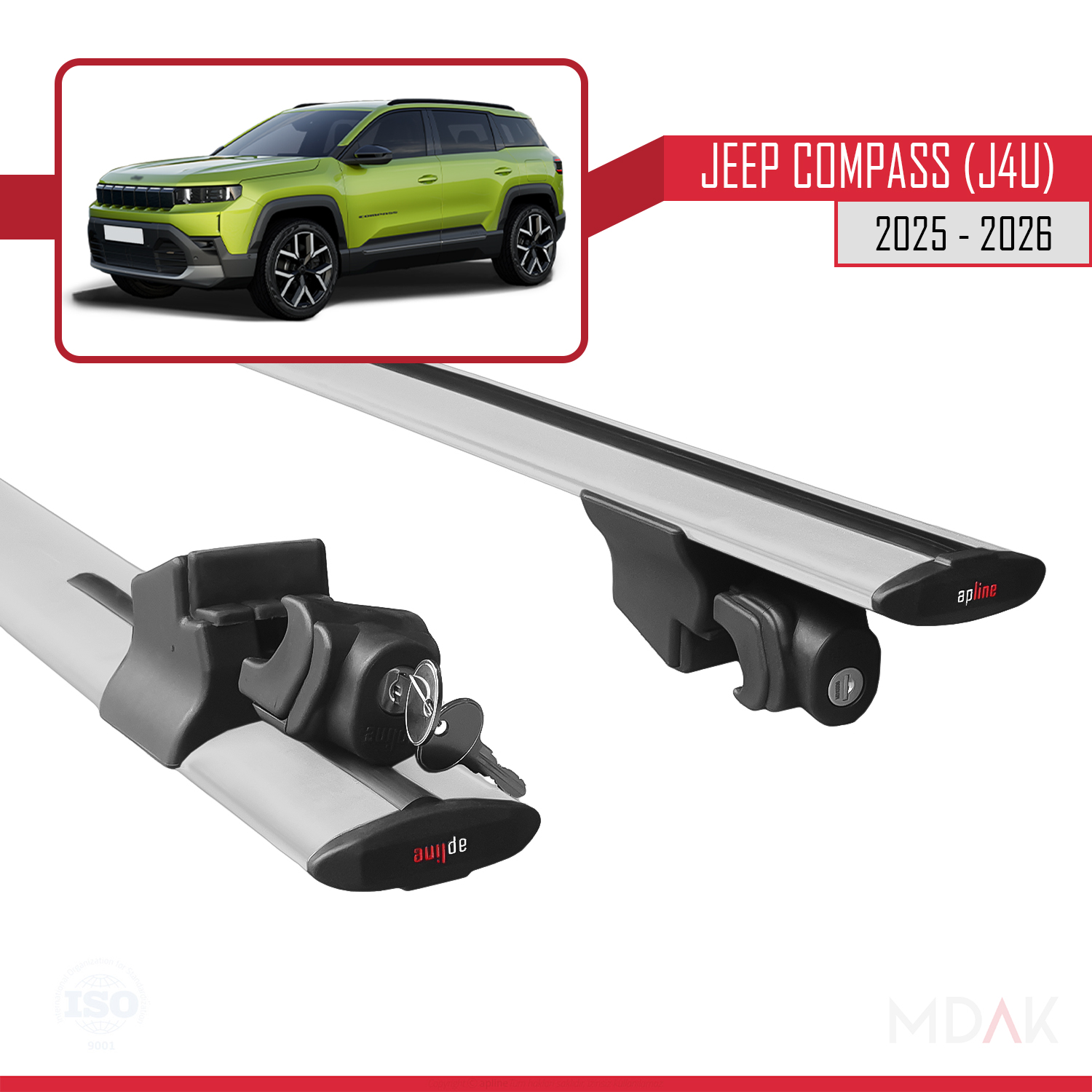Jeep Compass J4U 2025 ve Sonrası ile Uyumlu HOOK Model Ara Atkı Tavan Barı Gri 2 Adet - Görsel 4