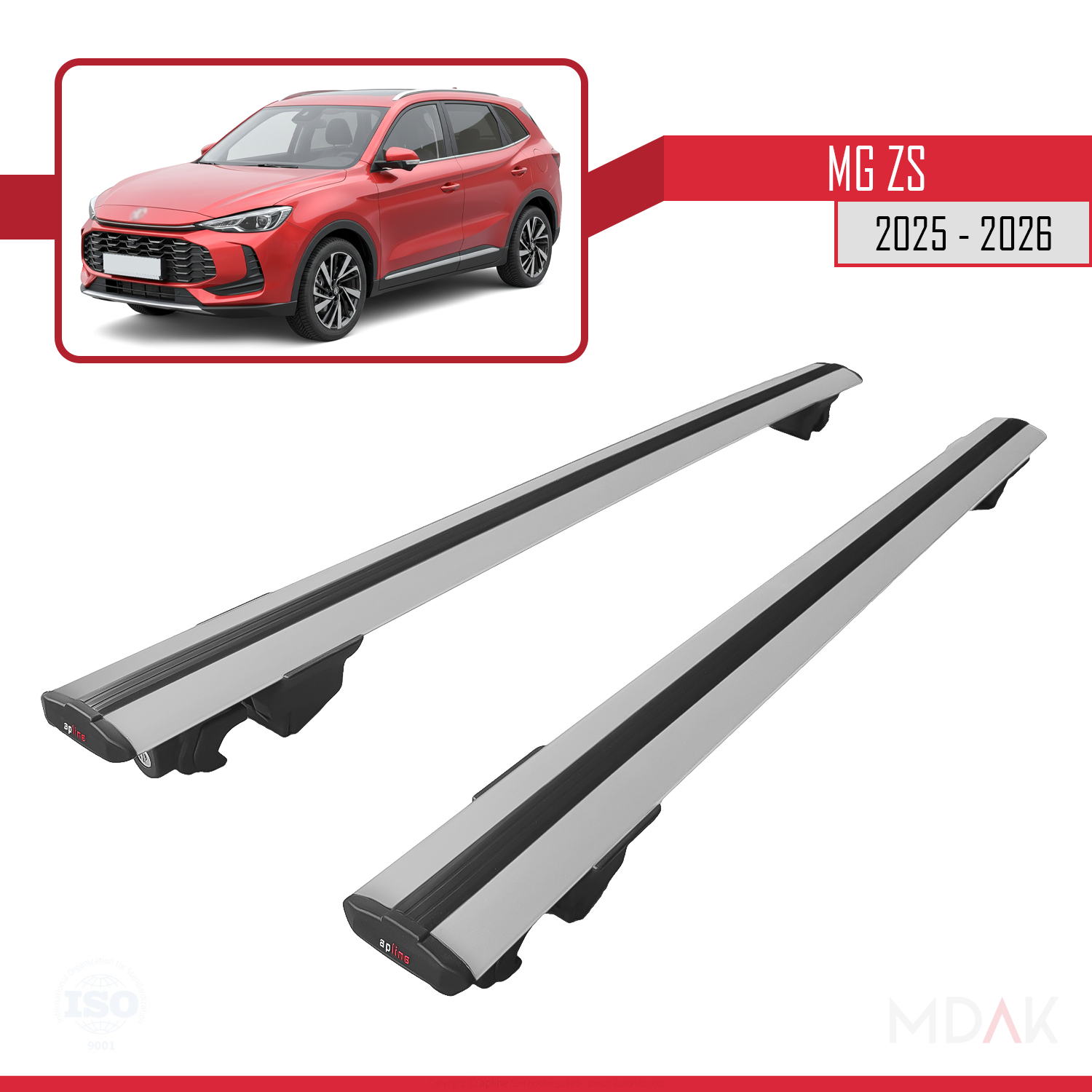 MG ZS 2025 ve Sonrası ile Uyumlu HOOK Model Ara Atkı Tavan Barı Gri 2 Adet - Görsel 4