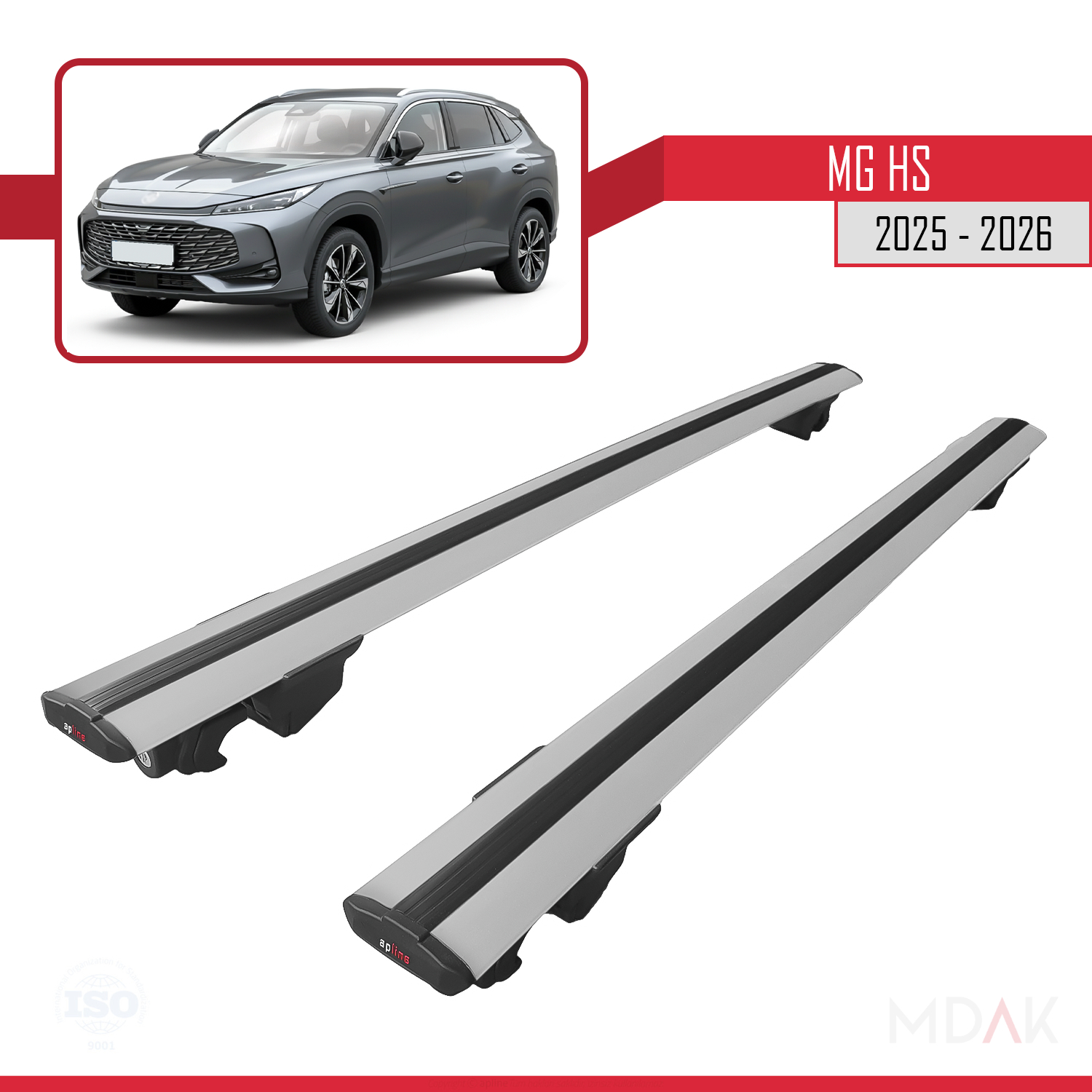 MG HS 2025 ve Sonrası ile Uyumlu HOOK Model Ara Atkı Tavan Barı Gri 2 Adet - Görsel 4