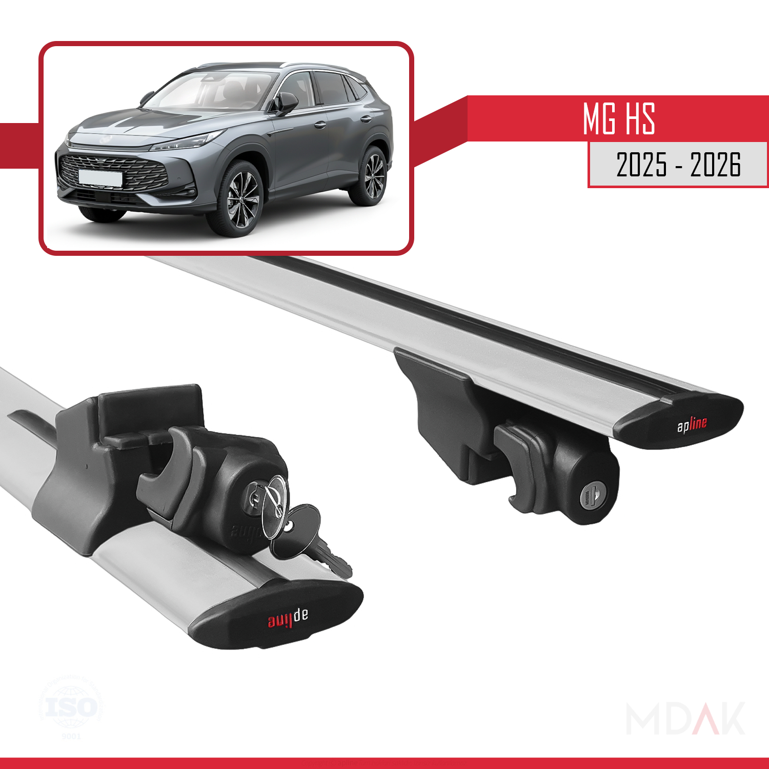 MG HS 2025 ve Sonrası ile Uyumlu HOOK Model Ara Atkı Tavan Barı Gri 2 Adet - Görsel 5