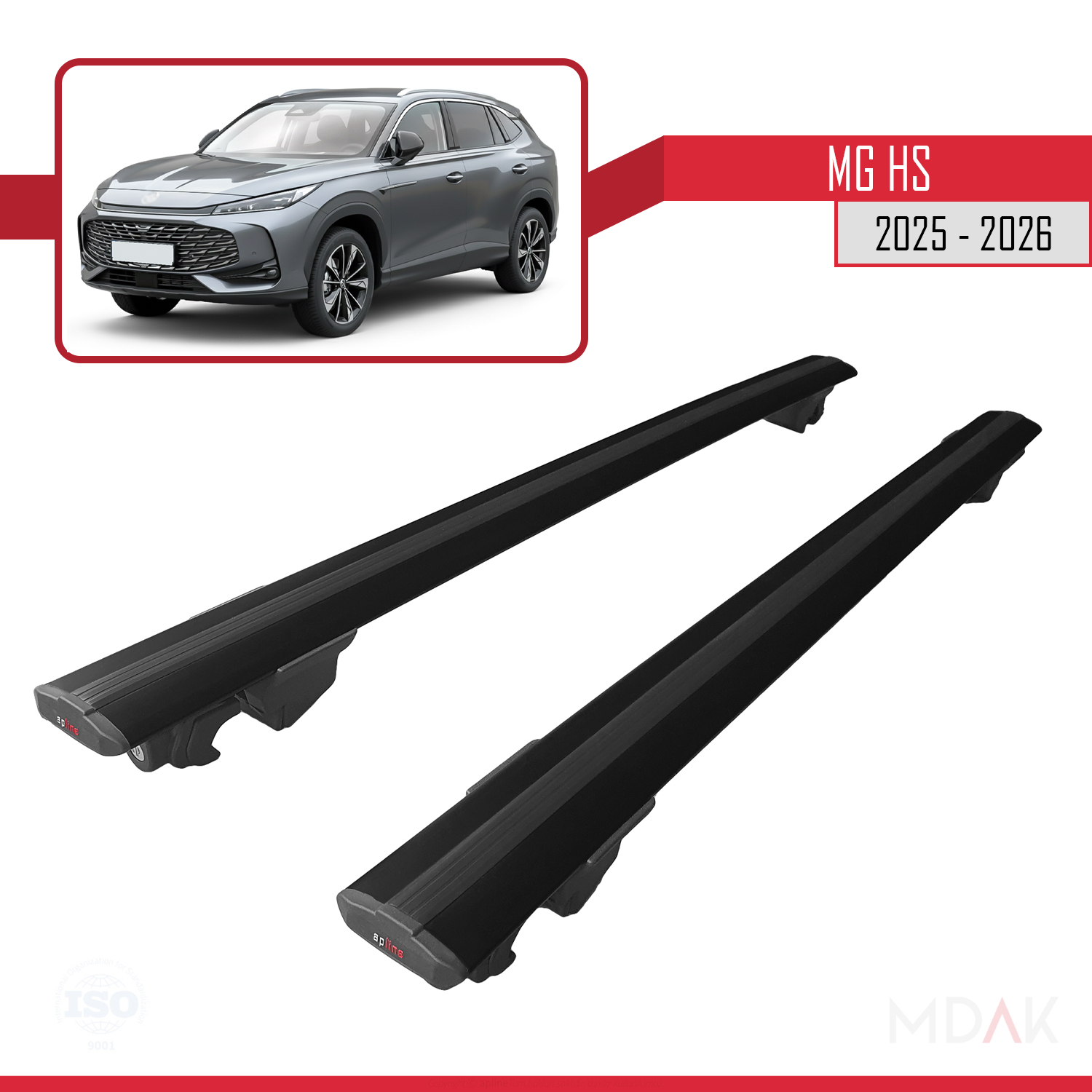 MG HS 2025 ve Sonrası ile Uyumlu HOOK Model Ara Atkı Tavan Barı Siyah 2 Adet - Görsel 4