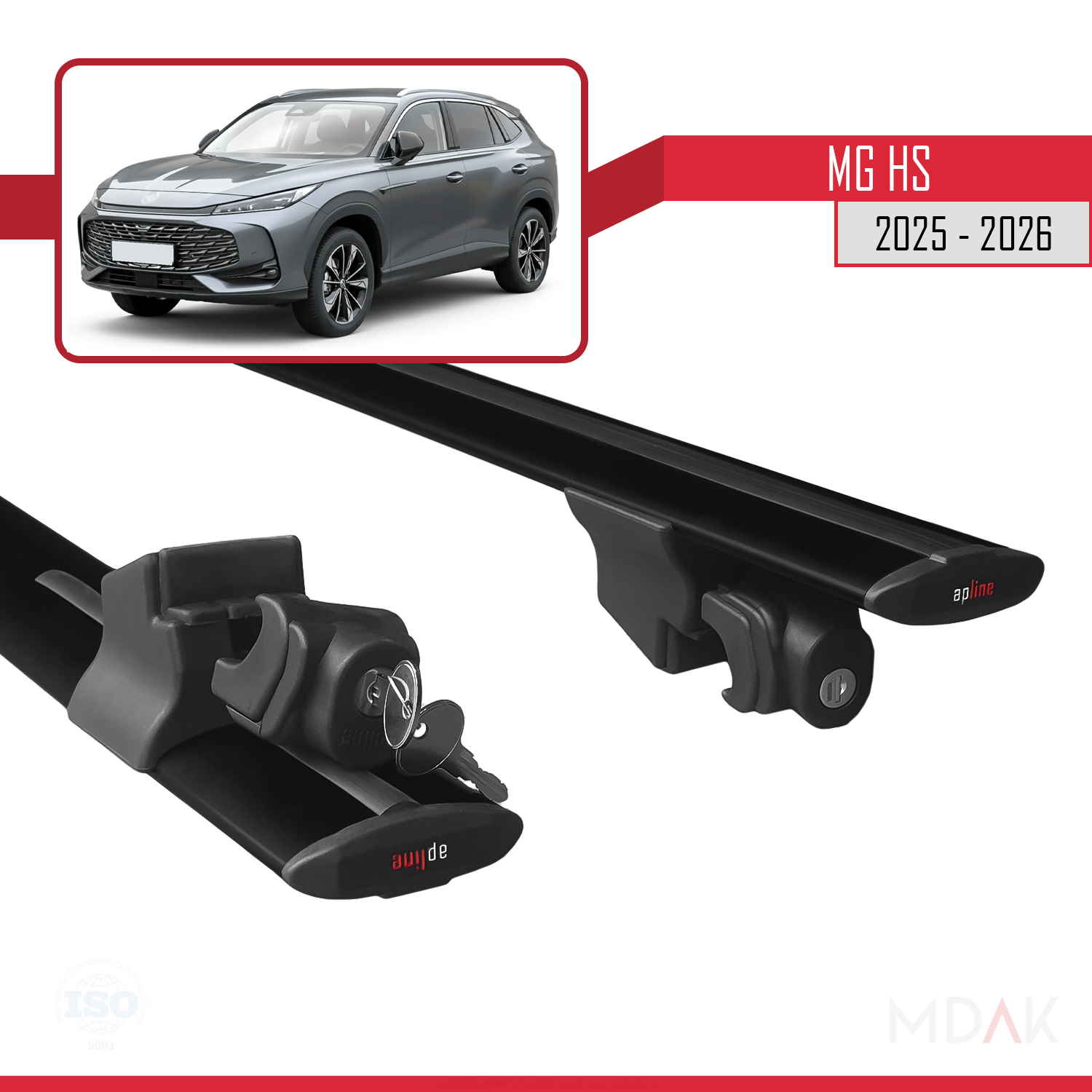 MG HS 2025 ve Sonrası ile Uyumlu HOOK Model Ara Atkı Tavan Barı Siyah 2 Adet - Görsel 5